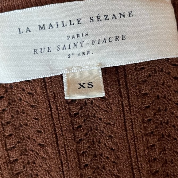 SEZANE Brown Ecovero Lenzing Scallop Stretch
Knit Solweig Wrap Cardigan Sweater - Picture 11 of 12